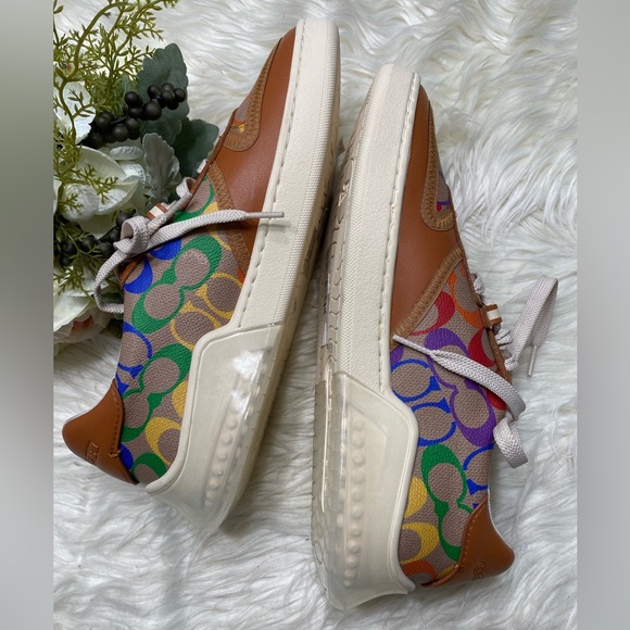 New COACH Men Citysole Court Sneaker In Rainbow Signature Canvas - Picture 7 of 11